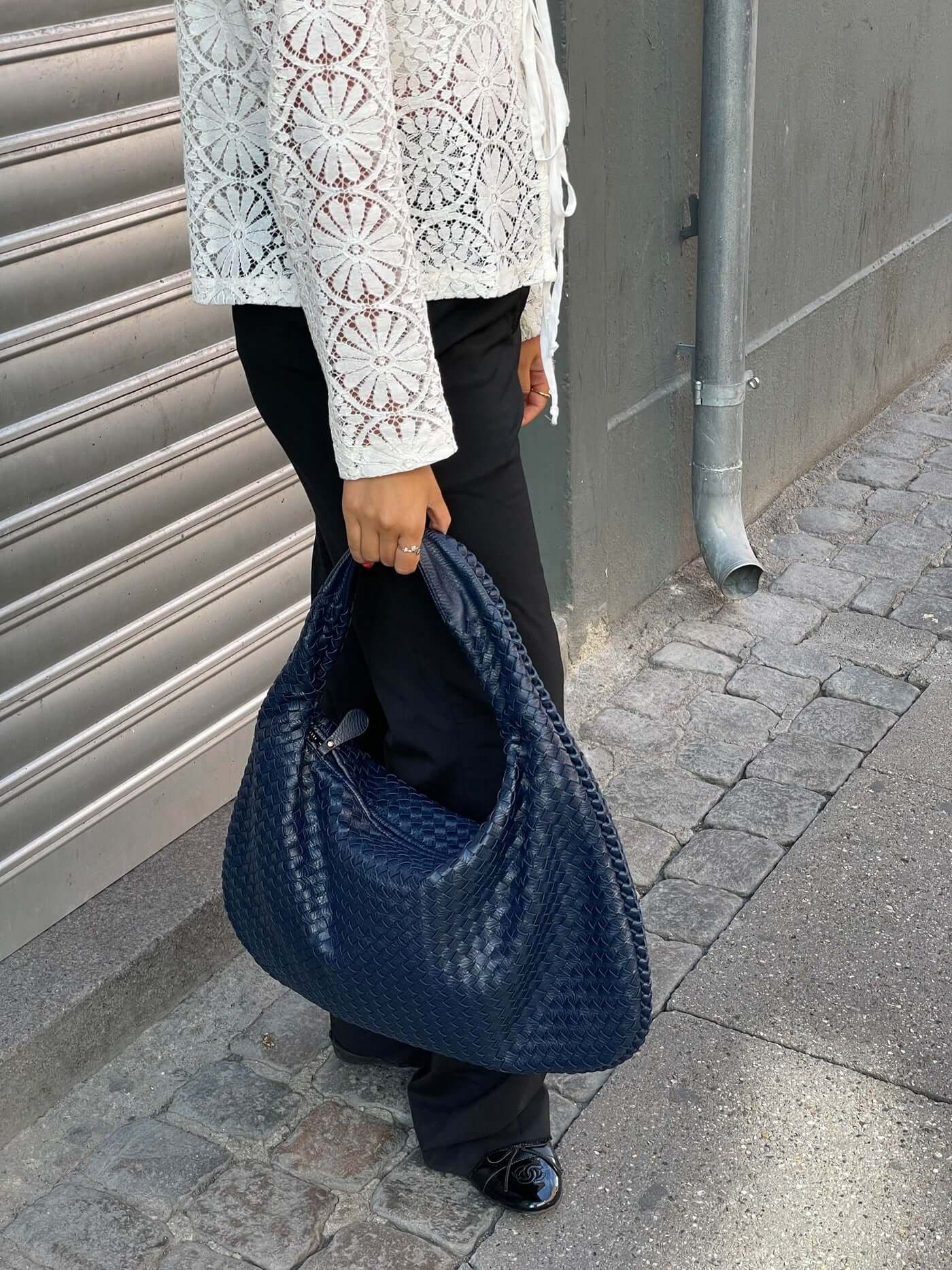 Elegant Woven Leather Hobo Bag Sophie