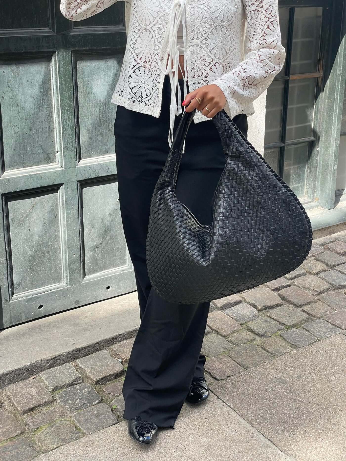 Elegant Woven Leather Hobo Bag Sophie