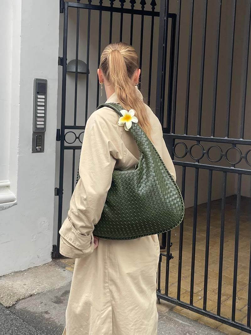 Elegant Woven Leather Hobo Bag Sophie