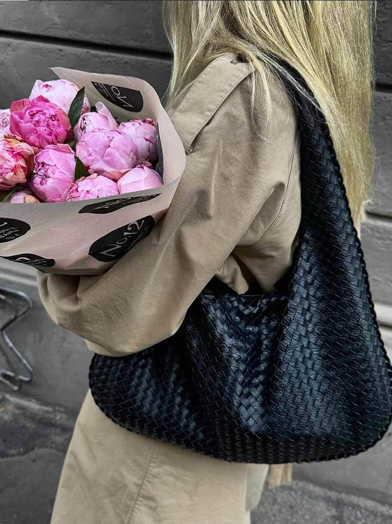 Elegant Woven Leather Hobo Bag Sophie