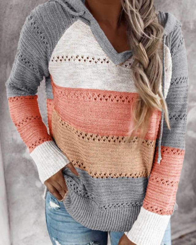Sophie – Soft and Breathable Striped Knitted Hoodie