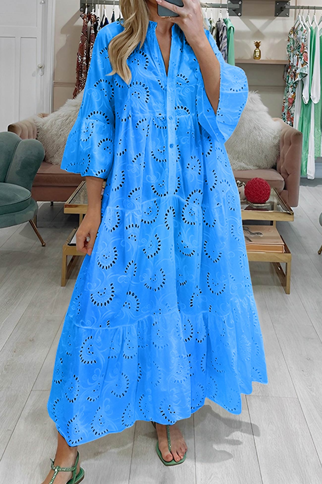 Léna Élégante Robe Longue Bohème en Coton Brodé