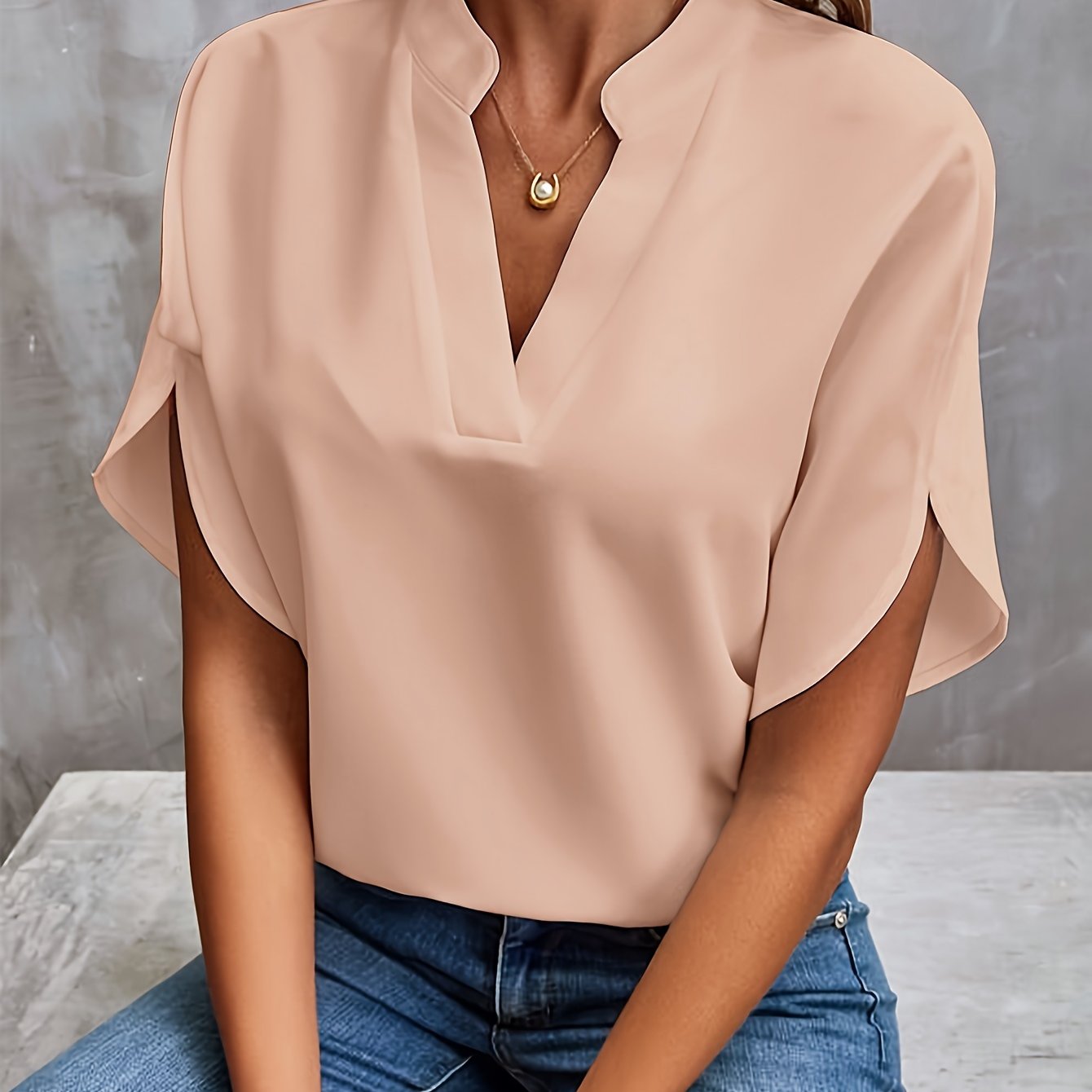 Women's Blouse - Short Split Sleeves