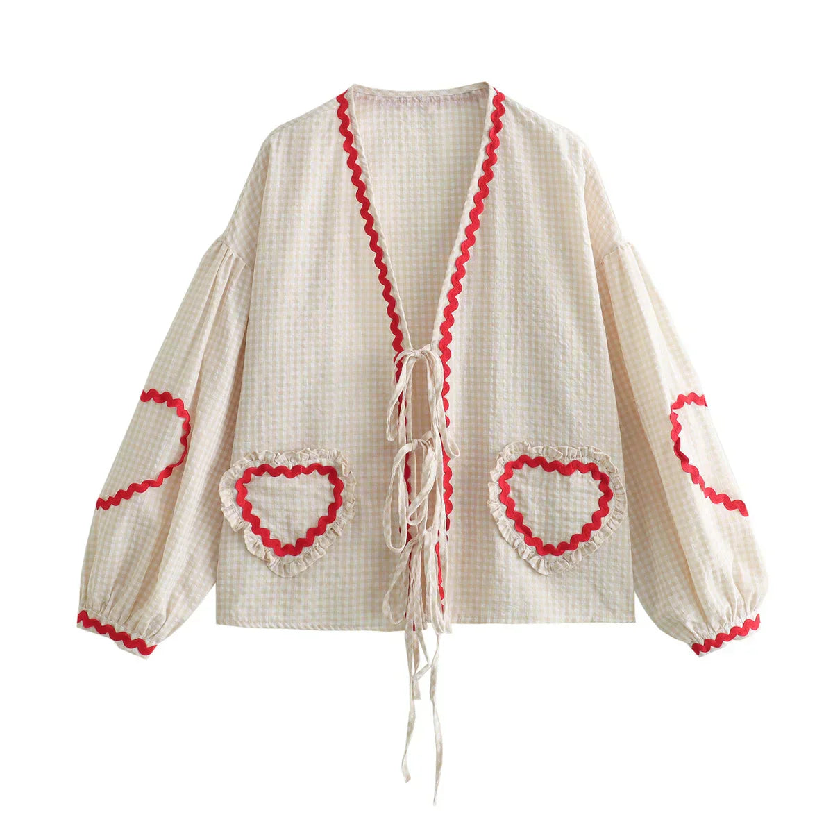 Women's Blouse - Long Sleeves Adjustable V-Neck