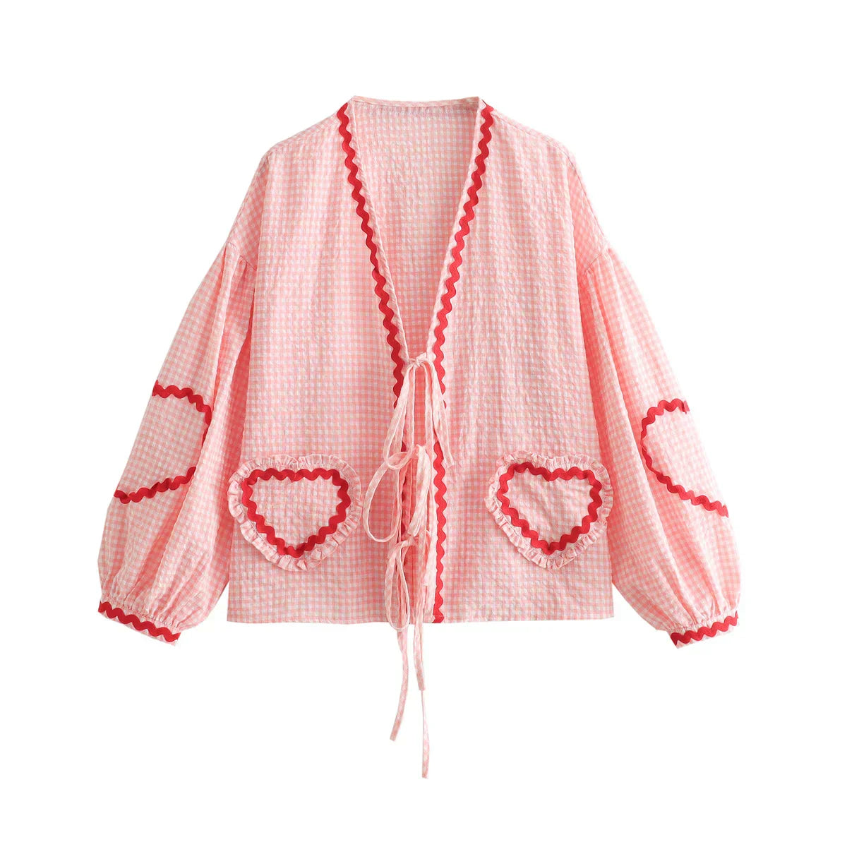 Women's Blouse - Long Sleeves Adjustable V-Neck