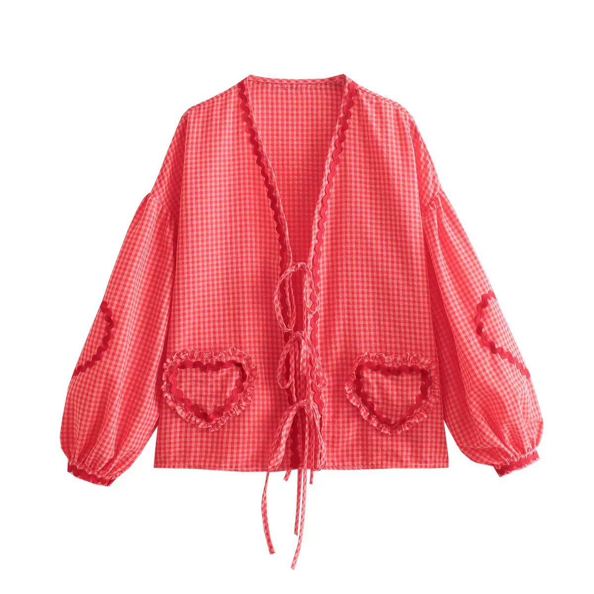 Women's Blouse - Long Sleeves Adjustable V-Neck