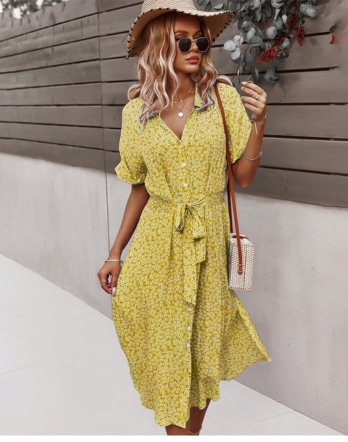 Léa Elegant Midi Bohemian Dress