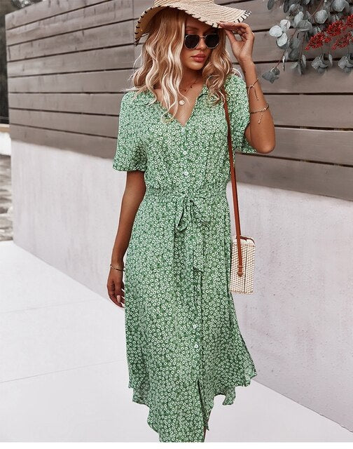 Léa Elegant Midi Bohemian Dress