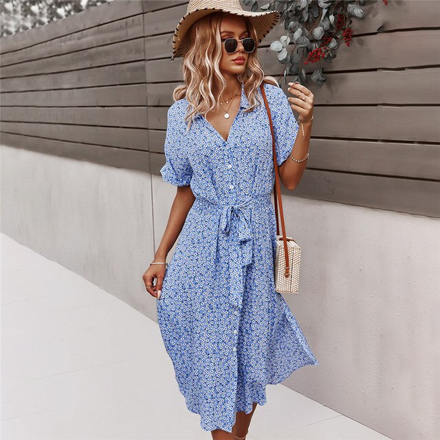 Léa Elegant Midi Bohemian Dress