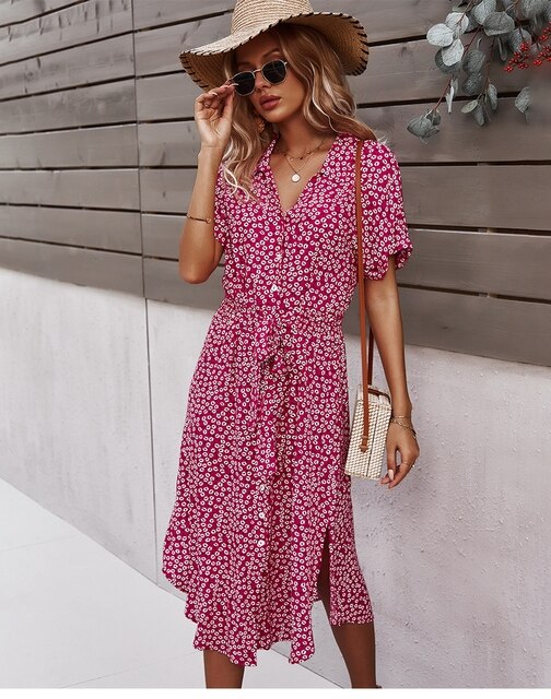 Léa Elegant Midi Bohemian Dress