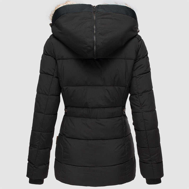 Emma – Elegant hooded down jacket with fur collar