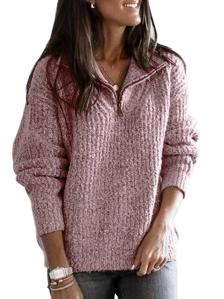 Emma – Soft and elegant knitted zip-up sweater