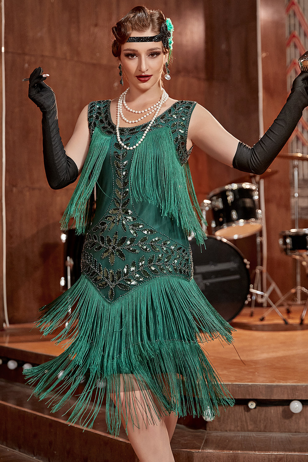 Charleston Dress for Women – Long Fringes – Pearls and Sequins