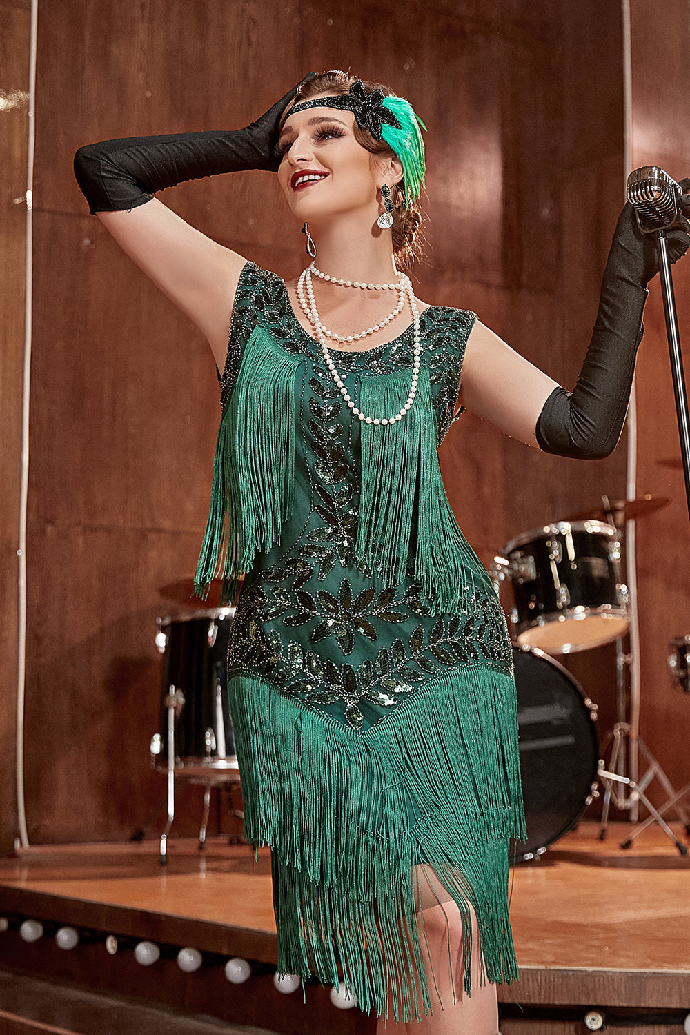 Charleston Dress for Women – Long Fringes – Pearls and Sequins