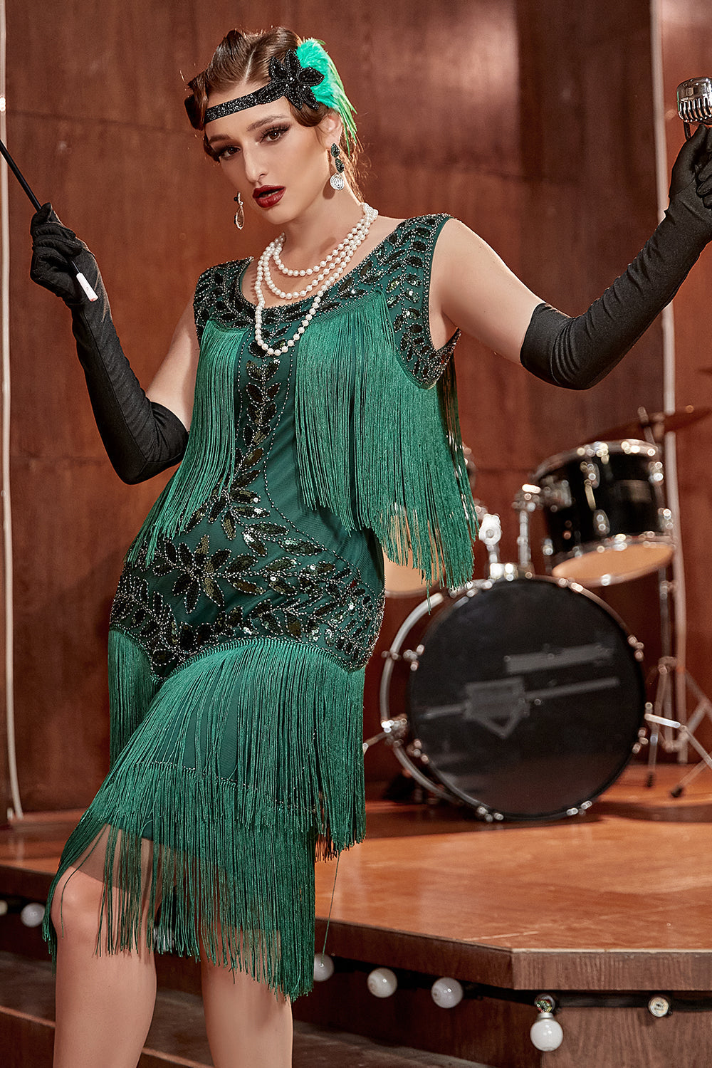 Charleston Dress for Women – Long Fringes – Pearls and Sequins