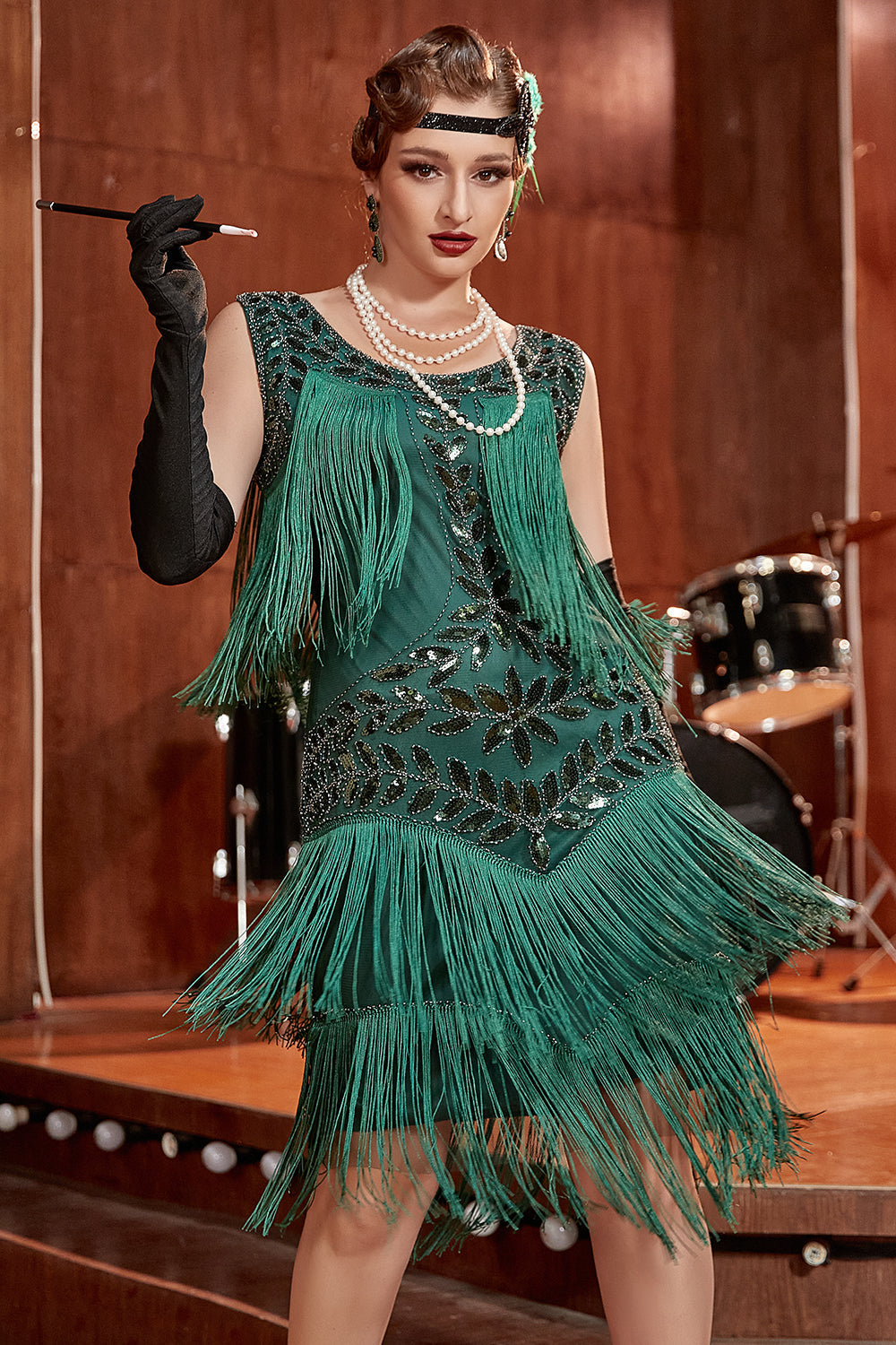 Charleston Dress for Women – Long Fringes – Pearls and Sequins