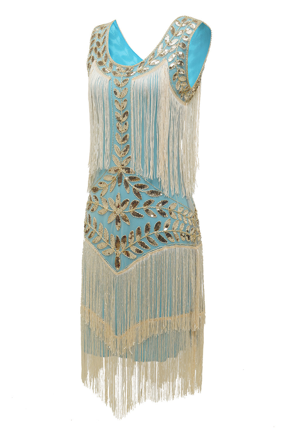 Charleston Dress for Women – Long Fringes – Pearls and Sequins