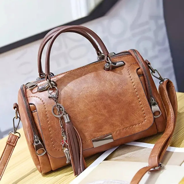 Soft Leather Handbag with Shoulder Strap