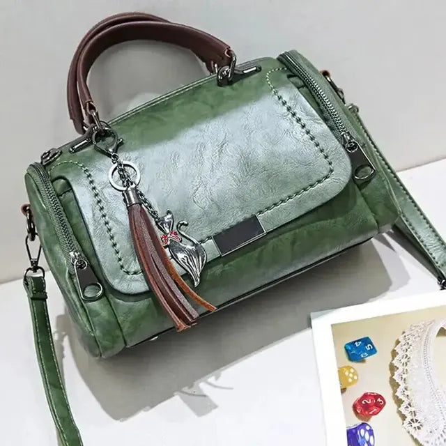 Soft Leather Handbag with Shoulder Strap