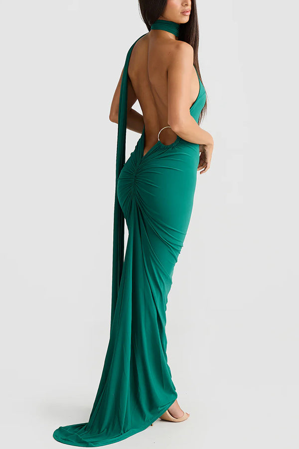 Emma Elegant Fluid Long Dress Backless