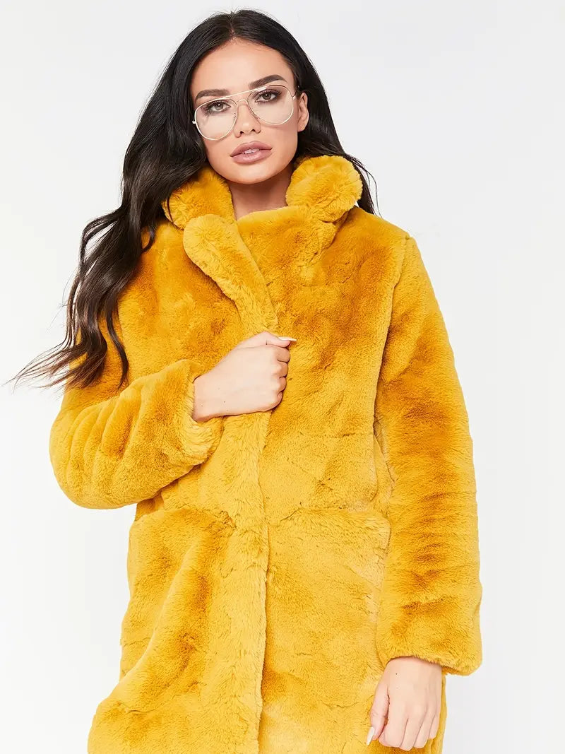 Mid-Length Women's Coat in Faux Fur