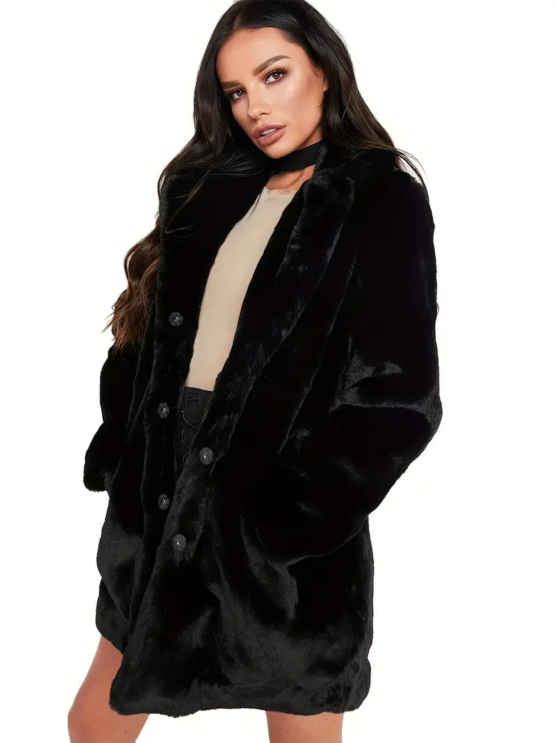 Mid-Length Women's Coat in Faux Fur