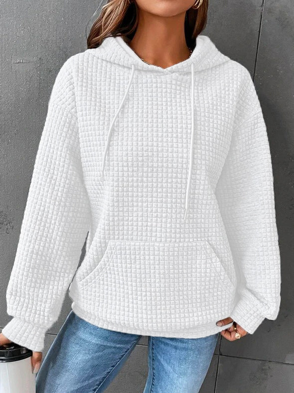 Chloé – Cozy waffle knit hoodie with hood and kangaroo pocket