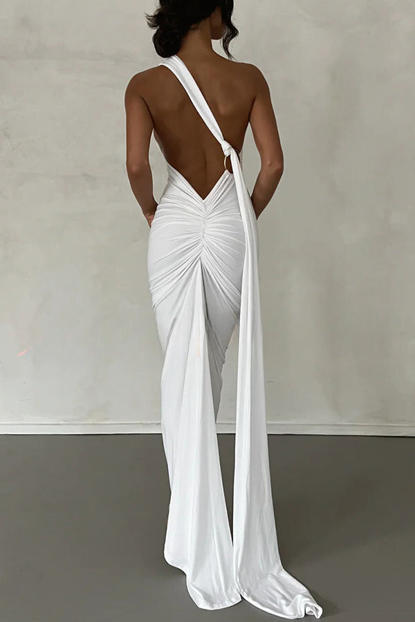 Emma Elegant Fluid Long Dress Backless