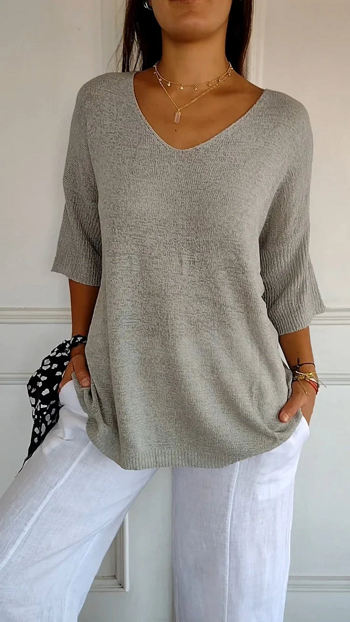 Emma – Blouse élégante et fluide à col en V