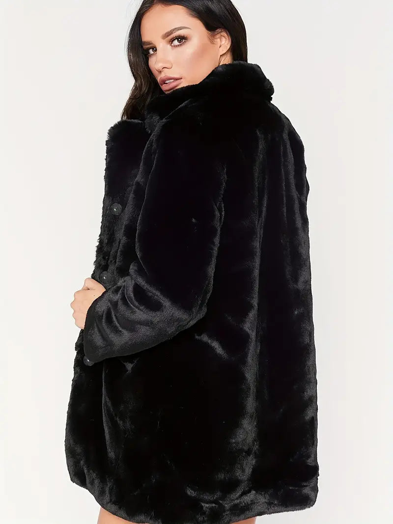 Mid-Length Women's Coat in Faux Fur