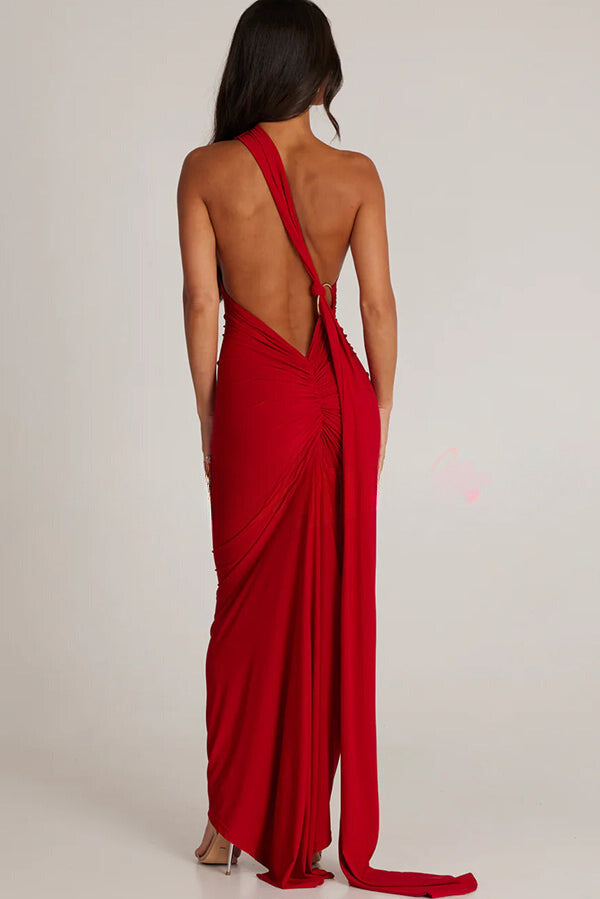 Emma Elegant Fluid Long Dress Backless