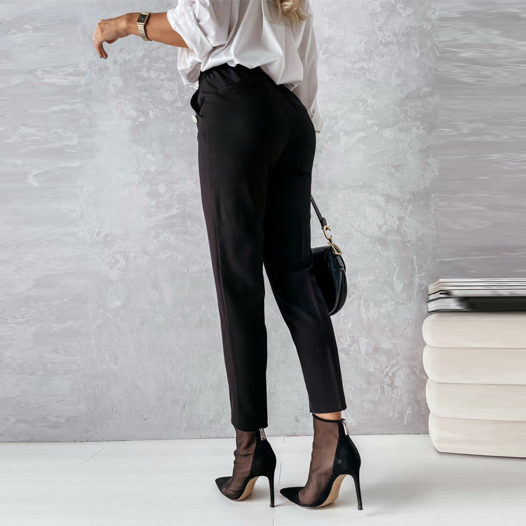 Women's Pants - High Waist Ankle Length