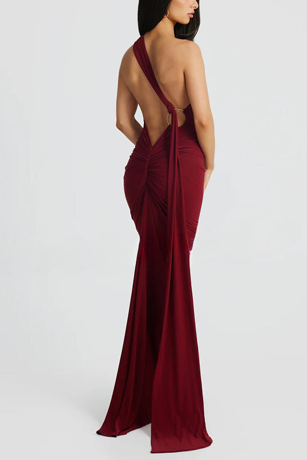 Emma Elegant Fluid Long Dress Backless