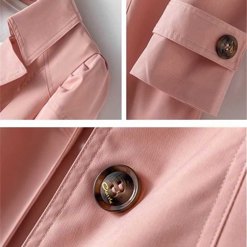 Sophie – Elegant mid-length double-breasted trench coat