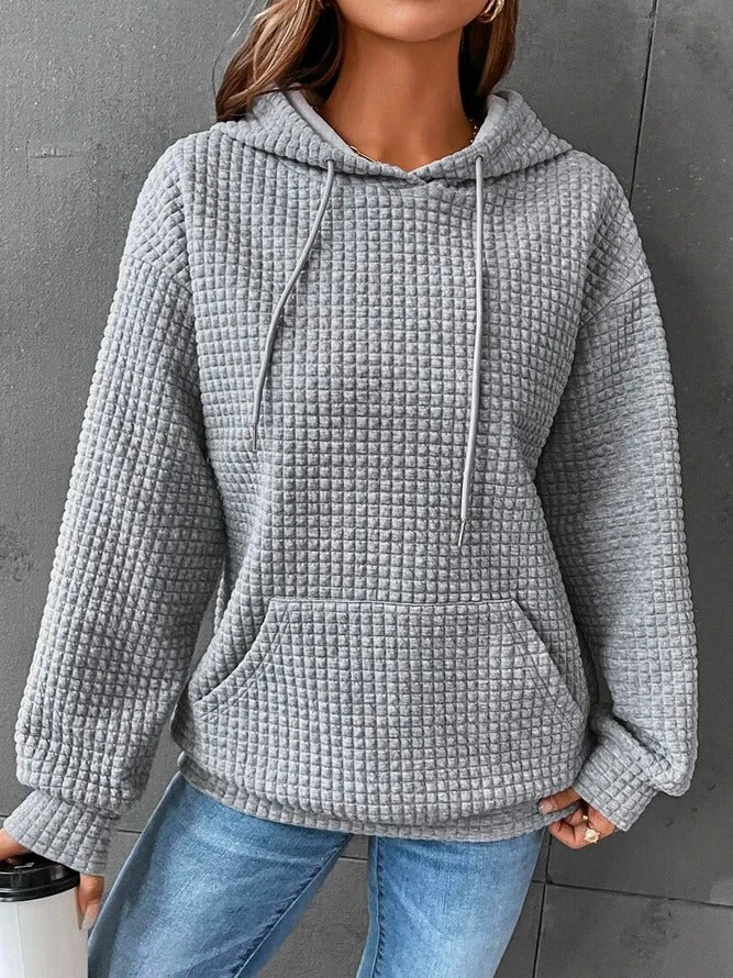 Chloé – Cozy waffle knit hoodie with hood and kangaroo pocket