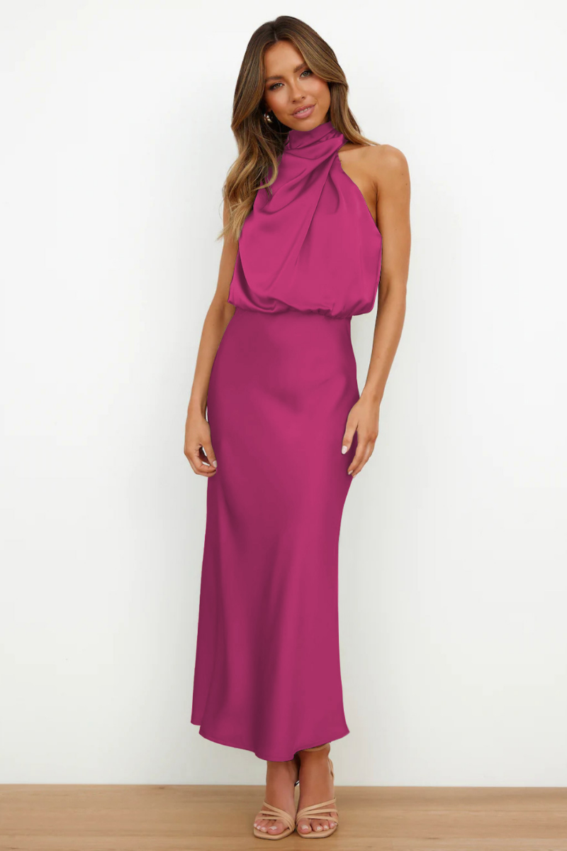 Léa | Elegant Midi Dress with Asymmetrical Neckline