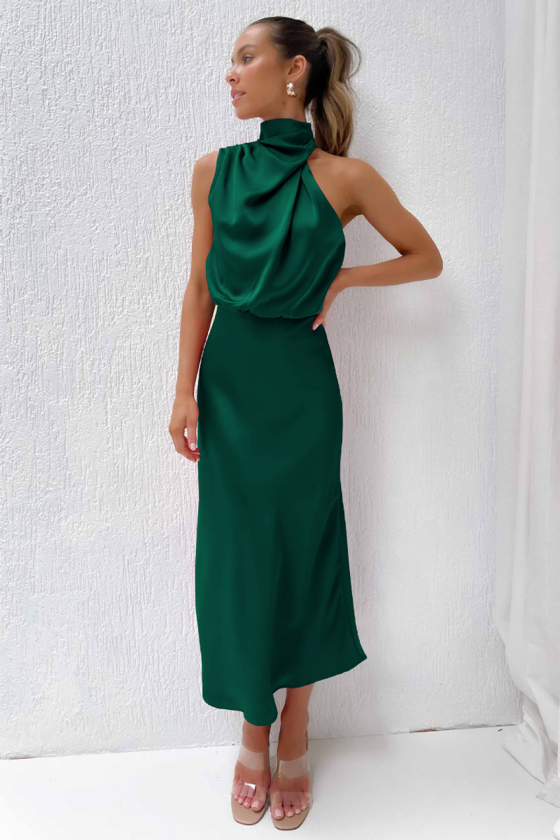 Léa | Elegant Midi Dress with Asymmetrical Neckline
