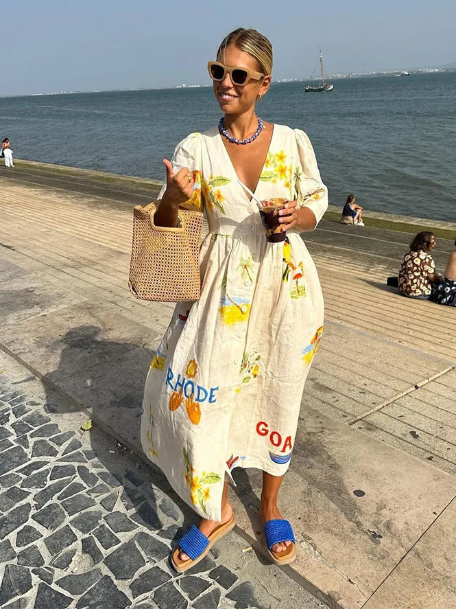 Emma – Elegant Breathable Linen Midi Dress