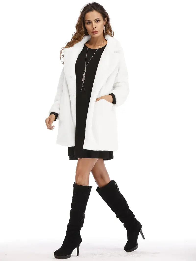 Mid-Length Women's Coat in Faux Fur