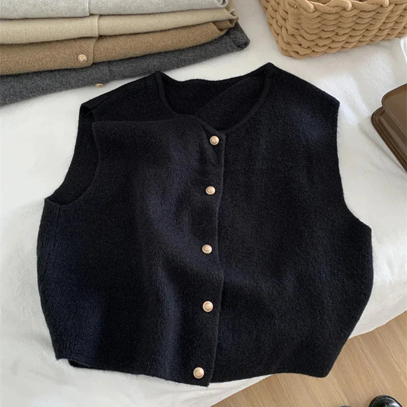 Léa Douce Cardigan Sans Manches en Maille