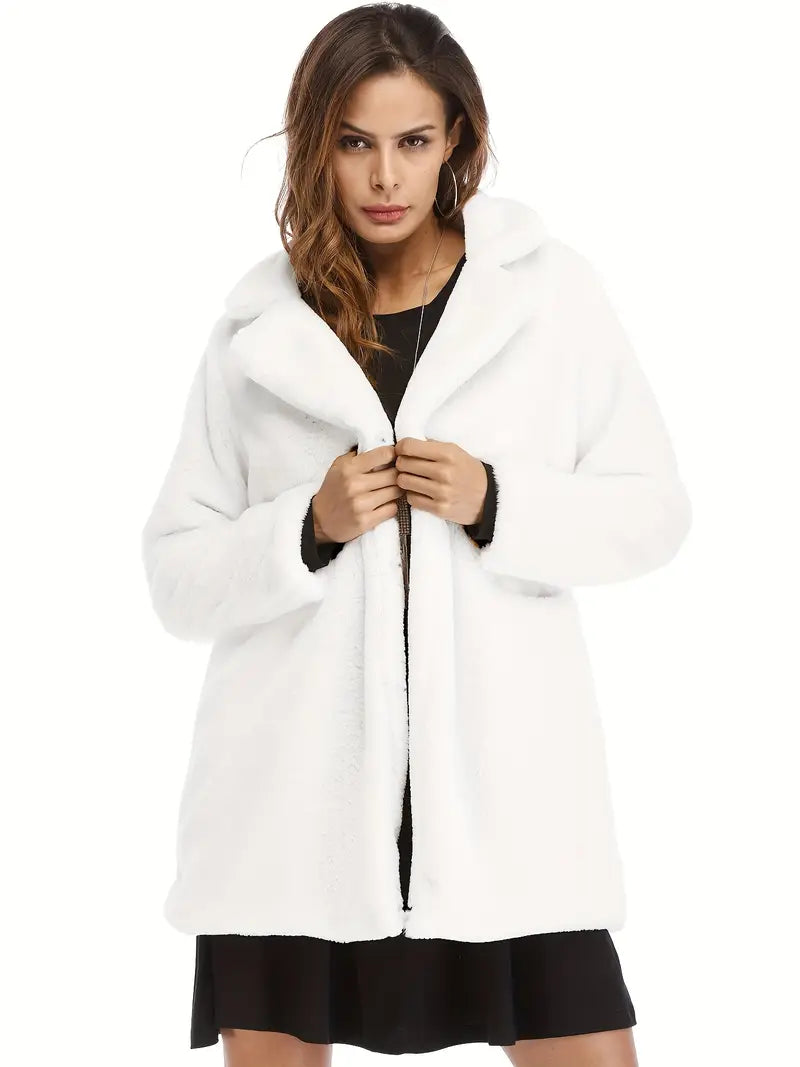 Mid-Length Women's Coat in Faux Fur