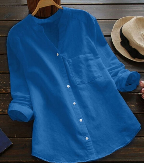 Women's Shirt - Long Sleeves Mao Collar