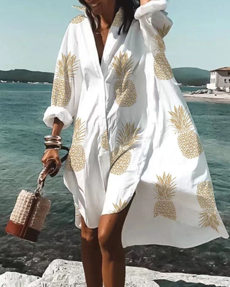 Léa Élégante Robe Chemise Fleurie