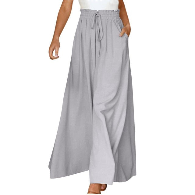 Women's wide pants - Adjustable drawstring