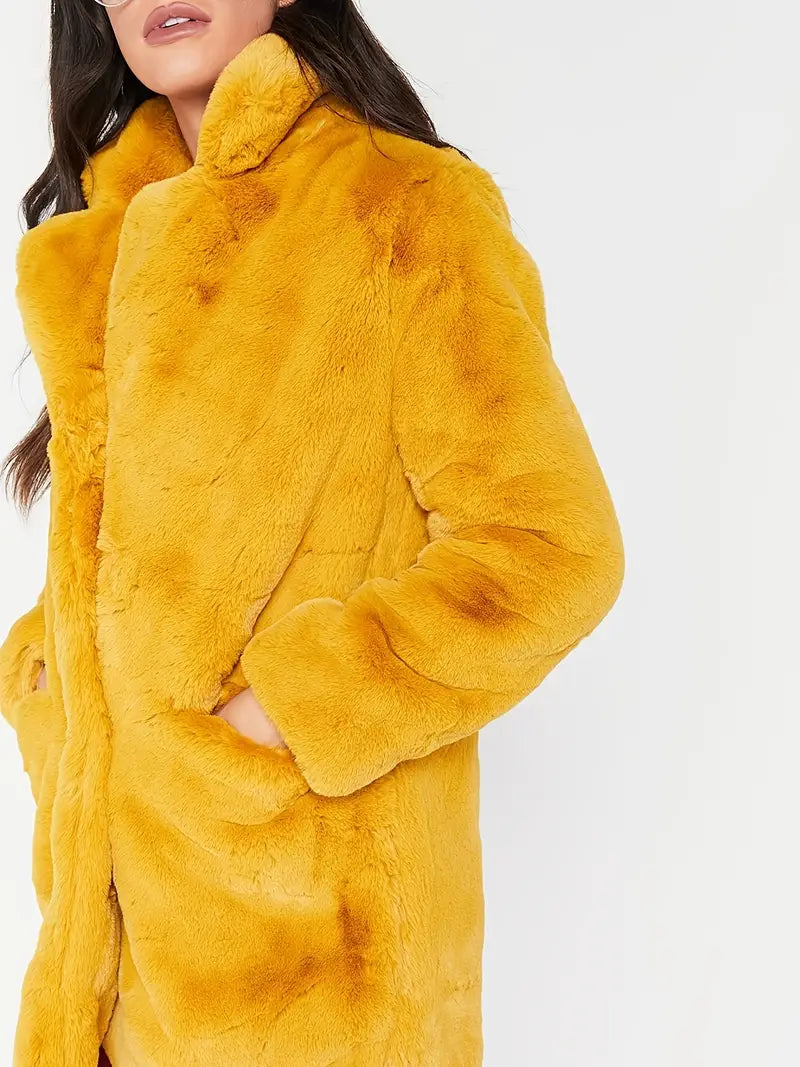 Mid-Length Women's Coat in Faux Fur
