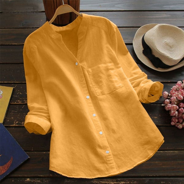 Women's Shirt - Long Sleeves Mao Collar