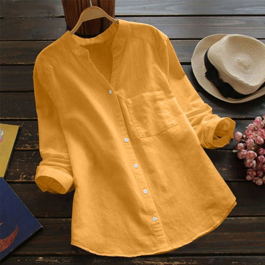 Camicia Donna - Maniche Lunghe Collo Mao
