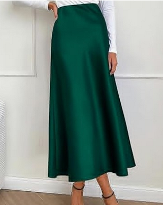 Emma – Elegant satin midi skirt