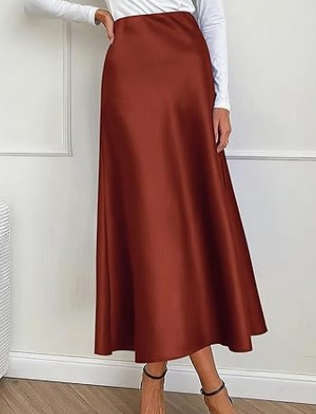 Emma – Elegant satin midi skirt