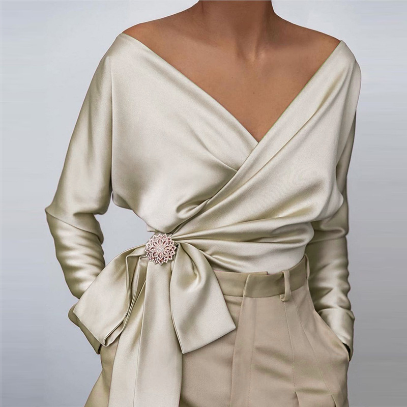 Women's Blouse - Off-Shoulder Long Sleeves